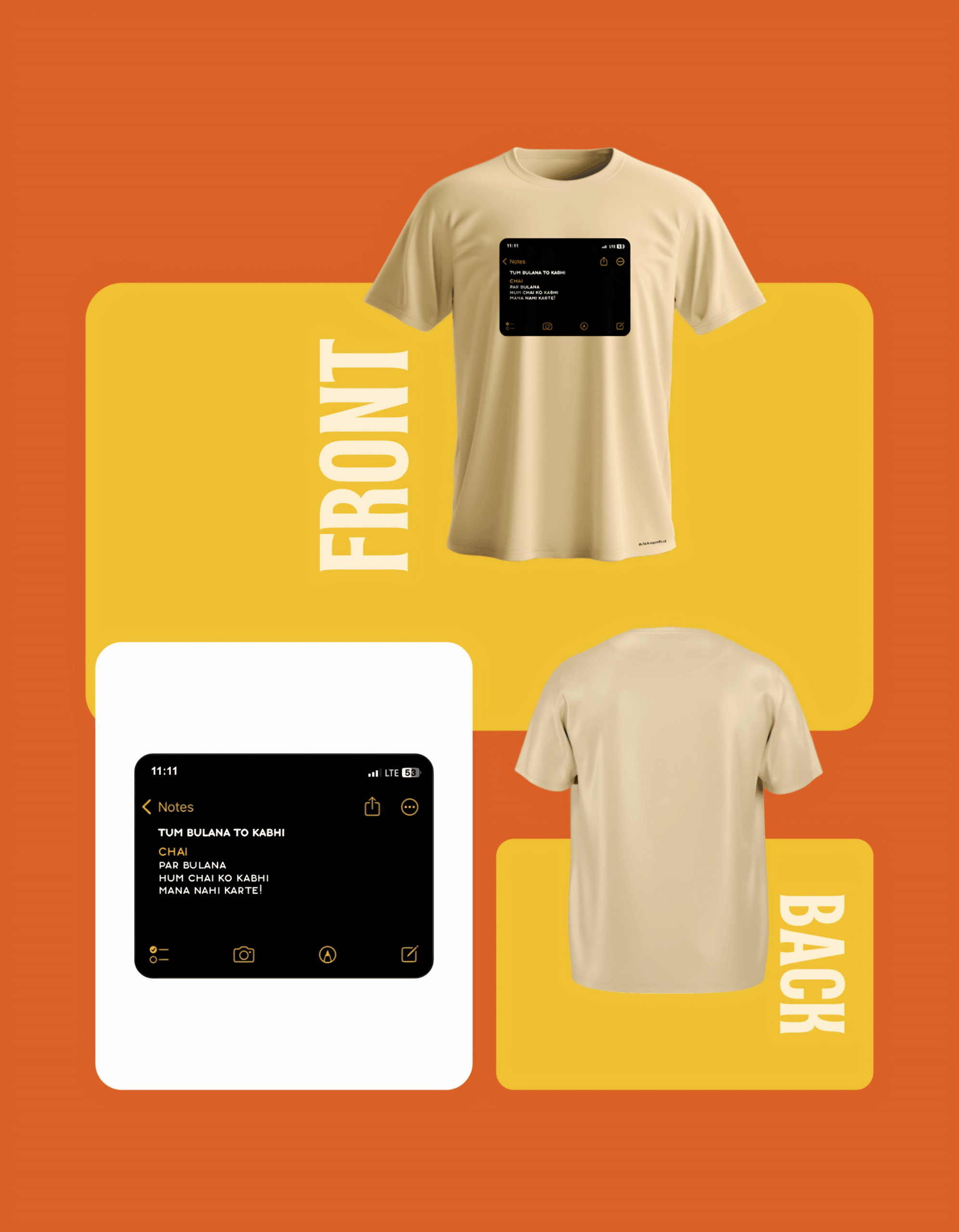 Chai Notes Beige T-Shirt